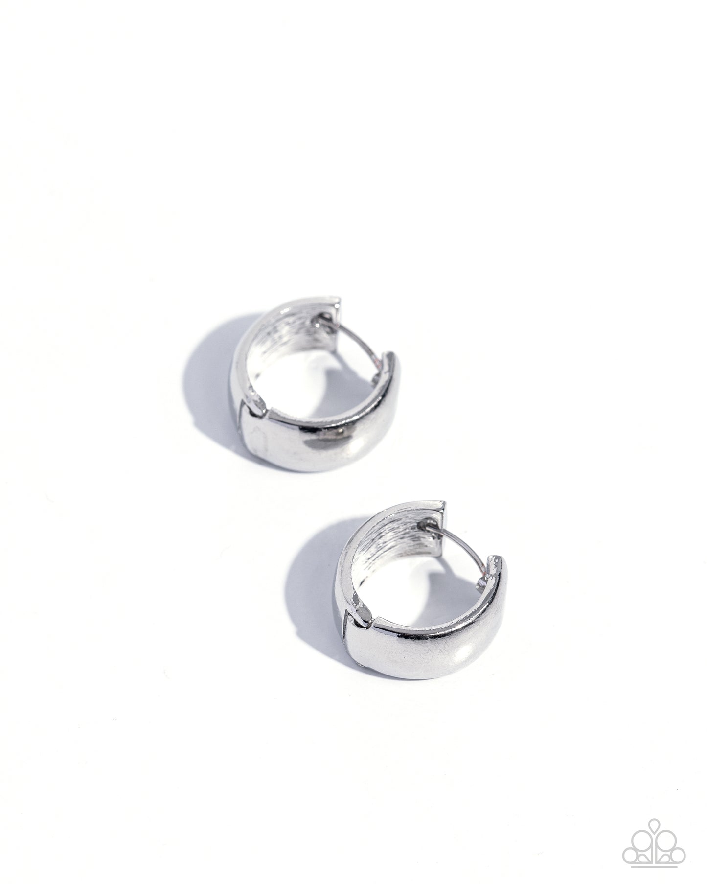 Signature Sheen - Silver Thick Hoop Paparazzi Earrings