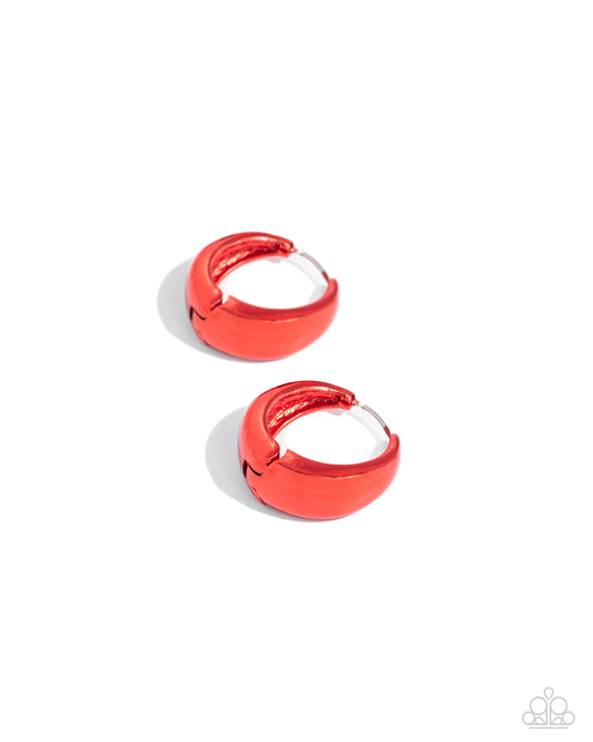 Colorful Curiosity - Red Thick Hinge Hoop Paparazzi Earrings