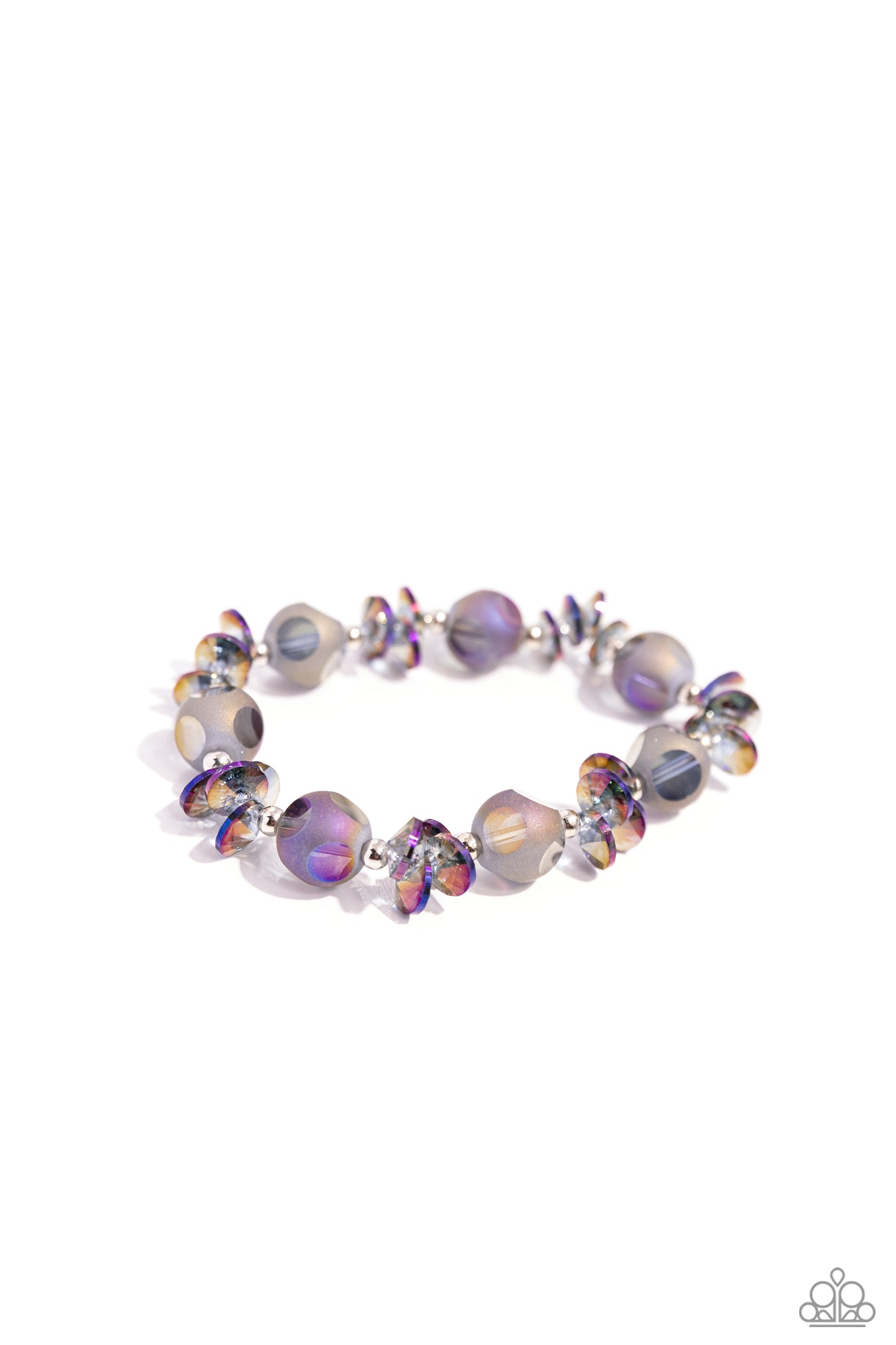 Lets Start at the FAIRY Beginning - Multicolor Beads, Silver Studs, Spherical Discs Paparazzi Stretch Bracelet