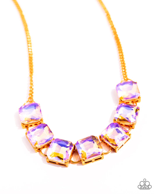 I SQUARE to Secrecy - Orange Chain/UV Orange Gems Paparazzi Necklace & matching earrings