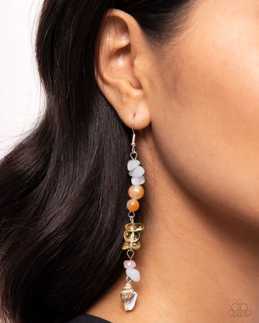 Game of STONES - Multi Colored Stones & Seashell Charm Paparazzi Earrings