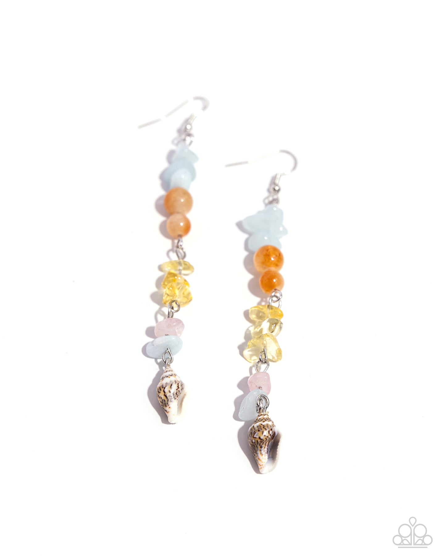 Game of STONES - Multi Colored Stones & Seashell Charm Paparazzi Earrings
