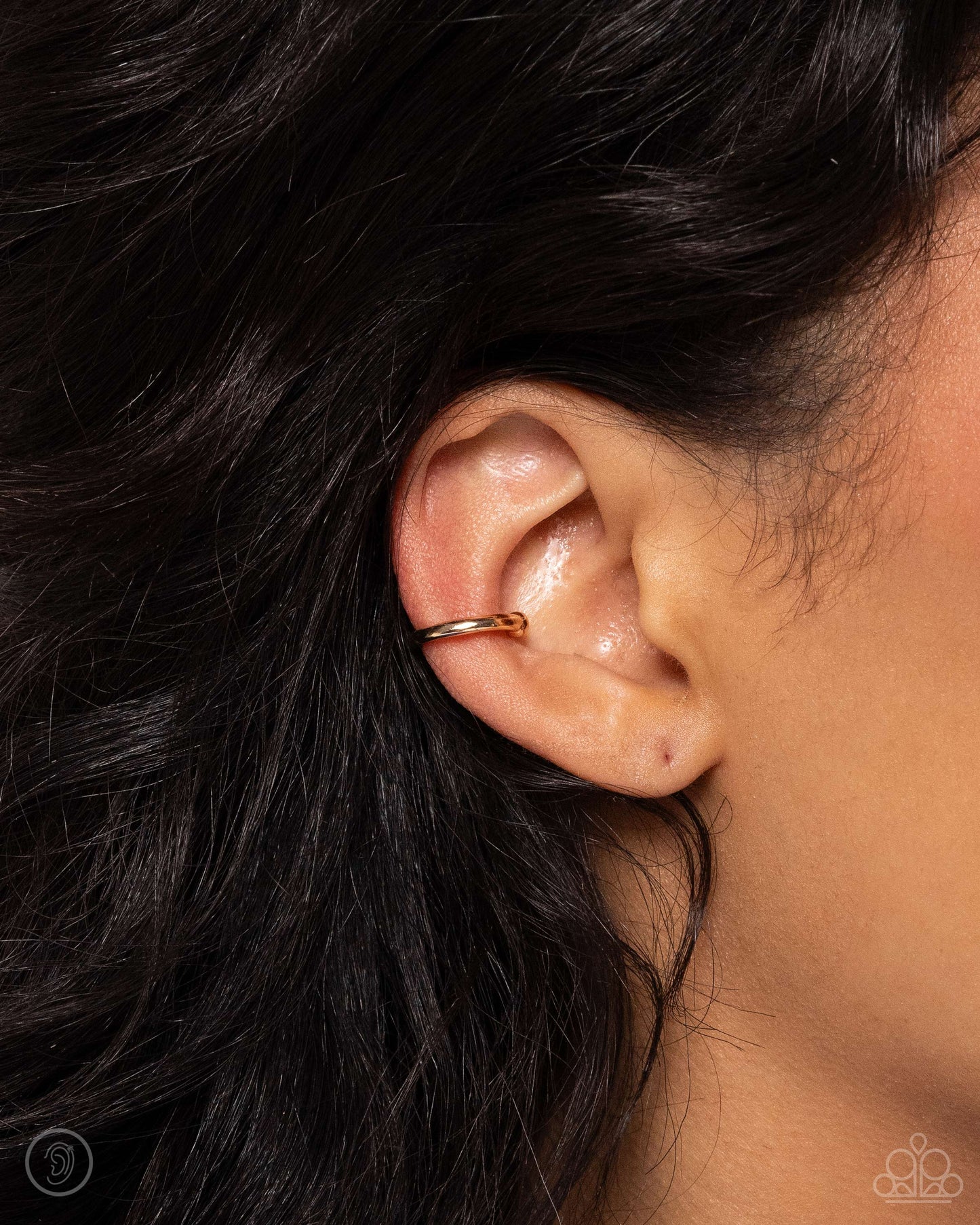 Barbell Beauty - Gold Skinny Hoop/Dainty Gold Barbells Paparazzi Ear Cuff Earrings