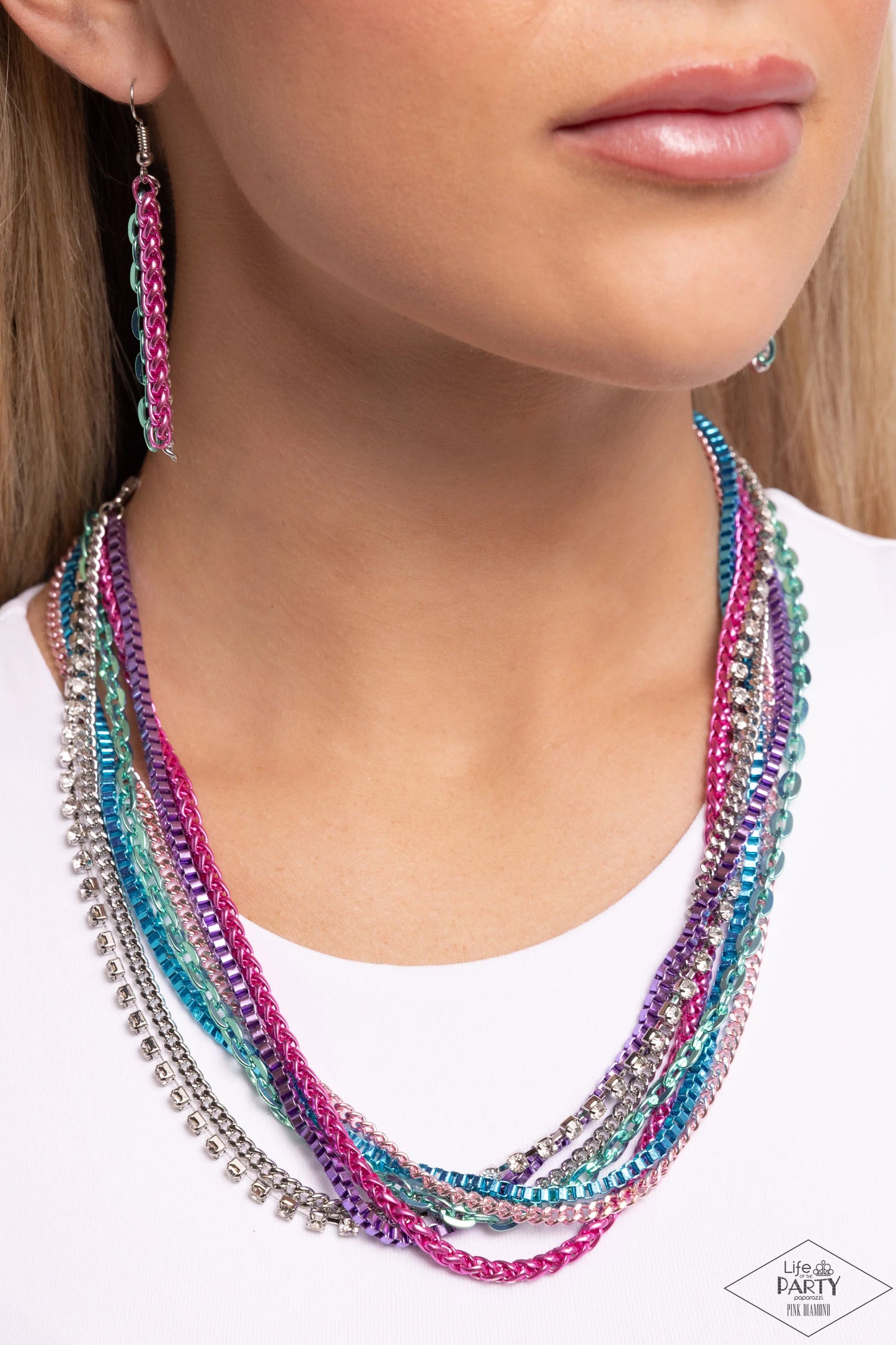 Troublemaker Trove - Multi Colored Chains Paparazzi Necklace & matching earrings