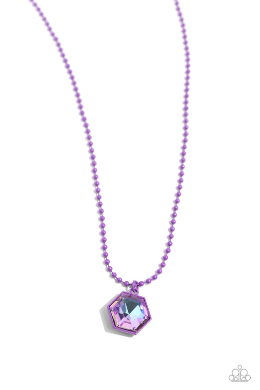 Sprinkle of Simplicity - Purple Ball Chain/Multicolored Gem Pendant Paparazzi Necklace & matching earrings