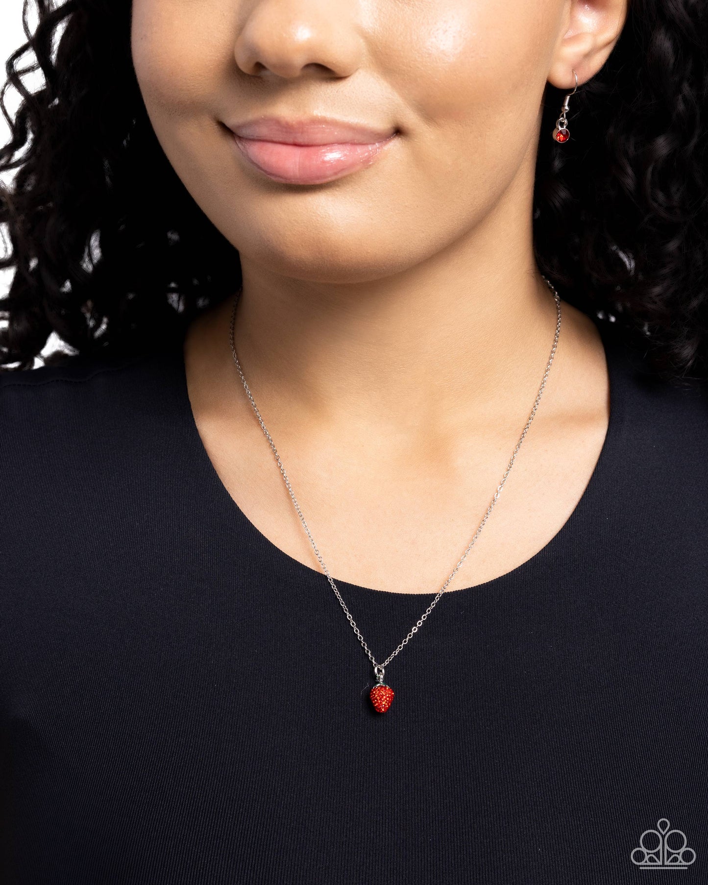 Strawberry Style - Red Dainty Beaded Strawberry Pendant Paparazzi Necklace & matching earrings