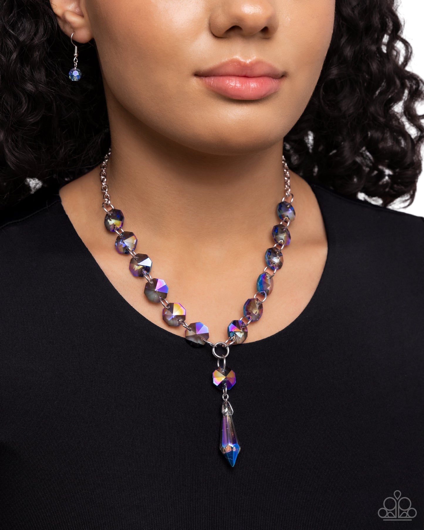 Celestial Class - Blue UV Faceted Beaded Paparazzi Necklace & matching earrings