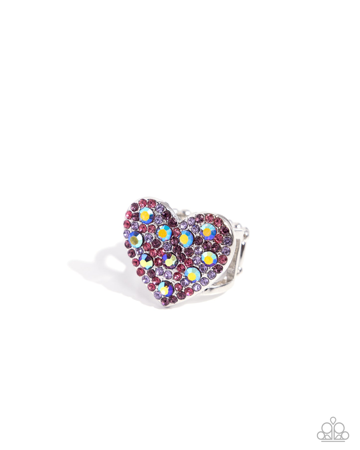 Extra Embellishment - Purple Rhinestones/UV Rhinestones Embellished Heart Paparazzi Ring