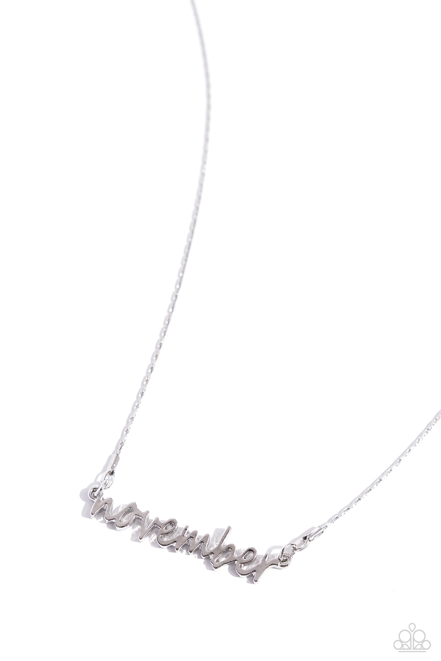 Birth Month Bling - November - Silver Cursive "November" Pendant Paparazzi Necklace & matching earrings