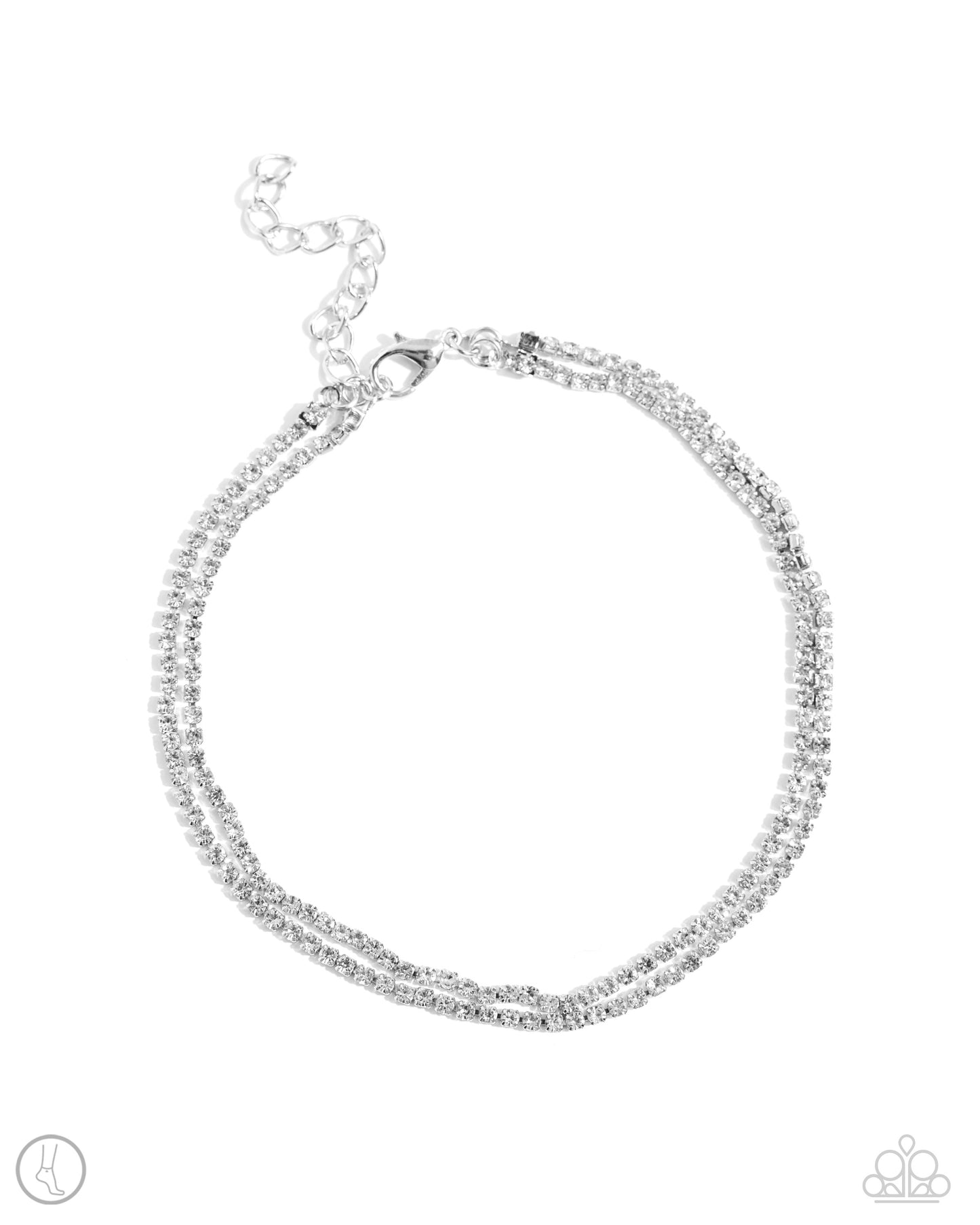 Dainty Declaration - White Rhinestone Paparazzi Anklet