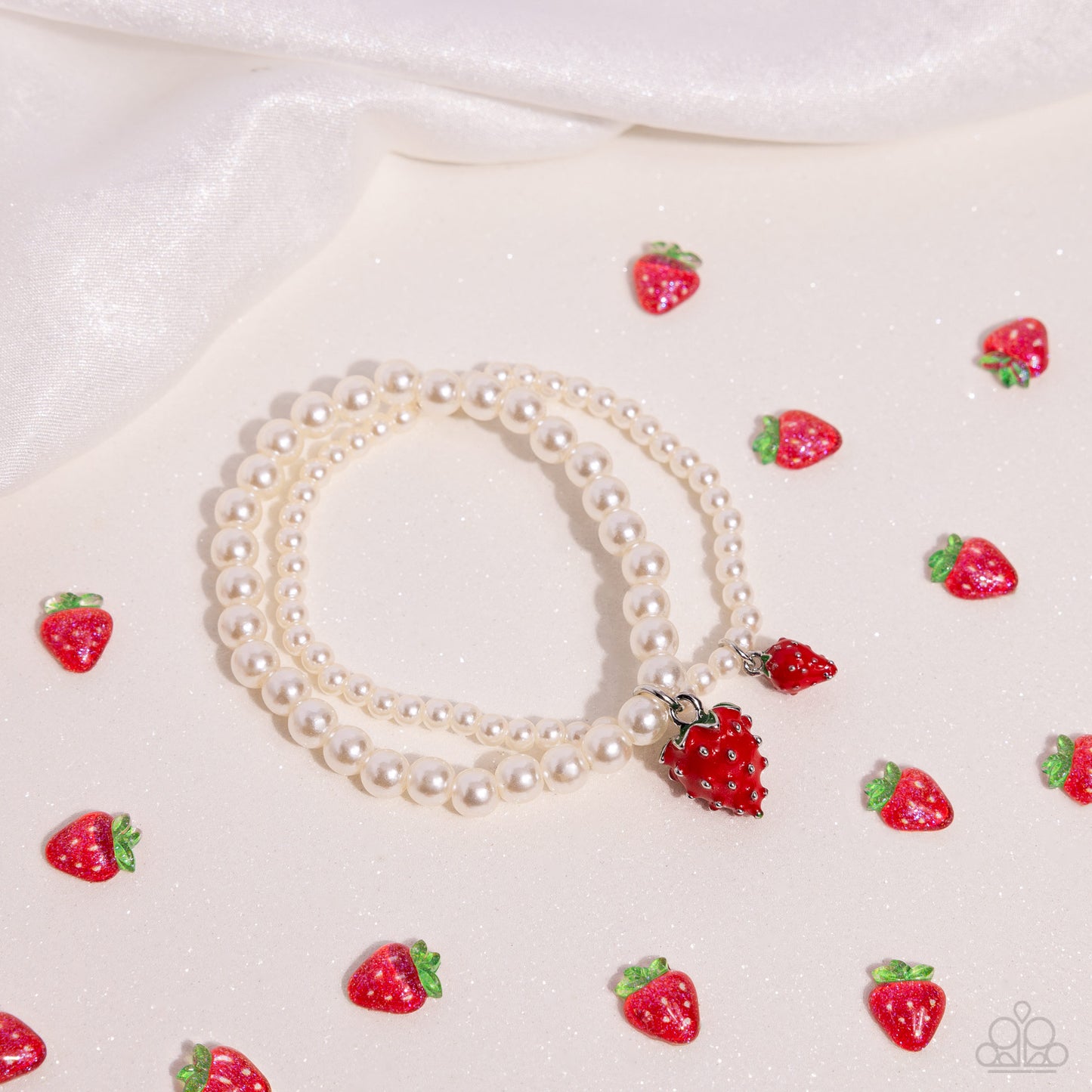 Strawberry Season - Red Strawberry Charms & White Pearls Paparazzi Stretch Bracelets