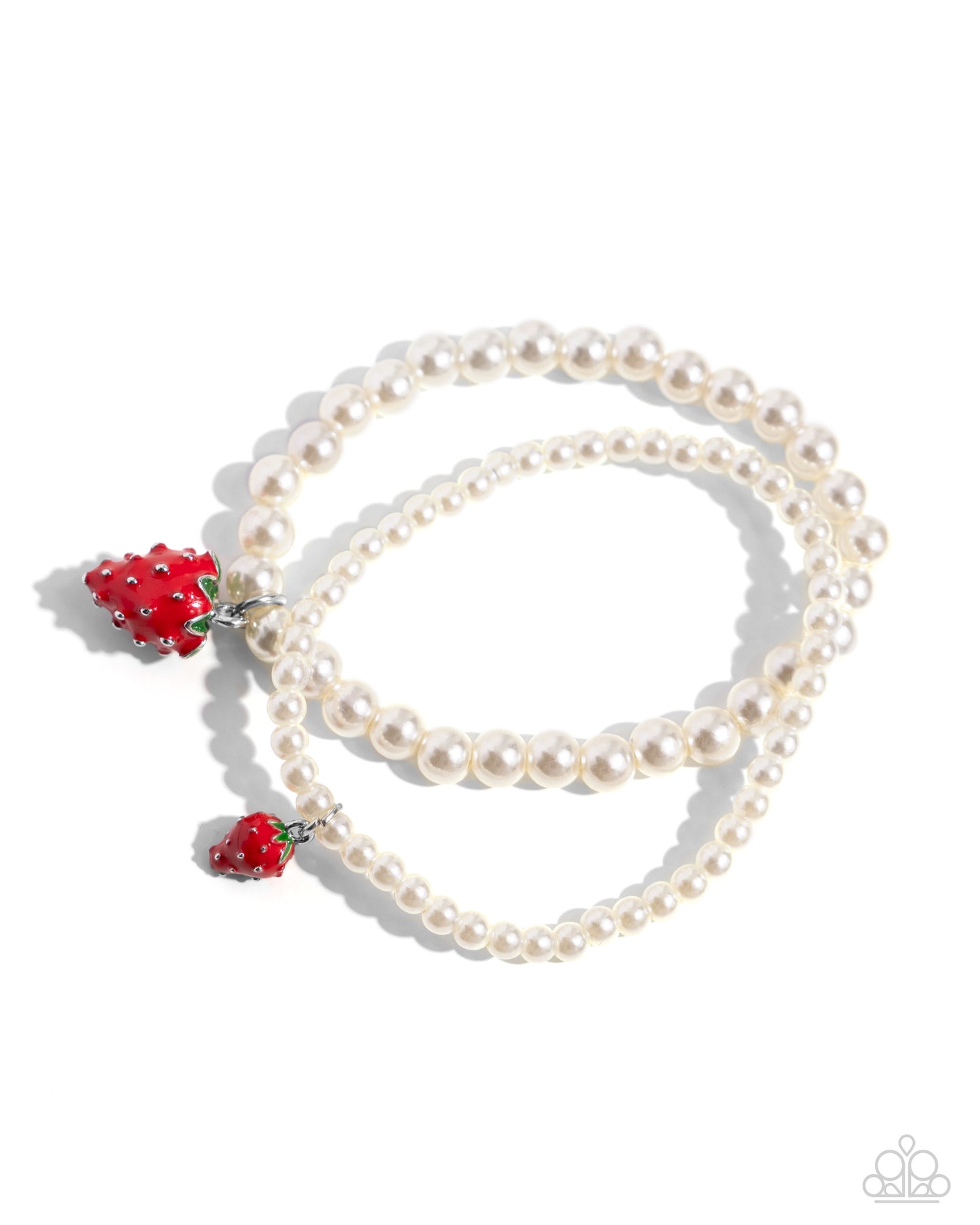 Strawberry Season - Red Strawberry Charms & White Pearls Paparazzi Stretch Bracelets