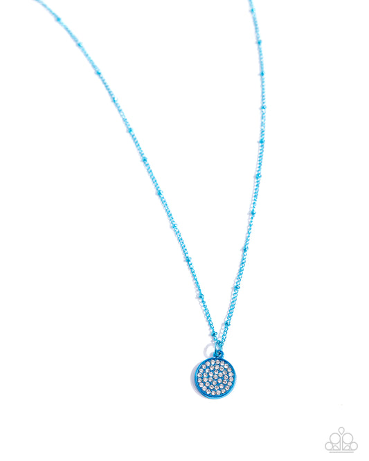 Bejeweled Basic - Blue Chain/White Rhinestone Encrusted Pendant Paparazzi Necklace & matching earrings