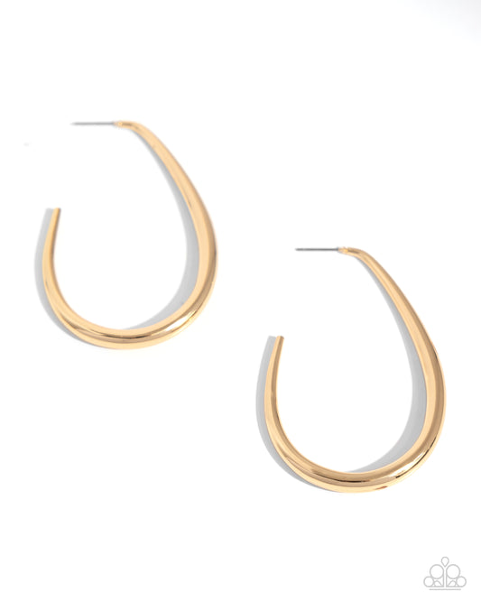 Exclusive Element - Gold Abstract Teardrop Hoop Paparazzi Earrings