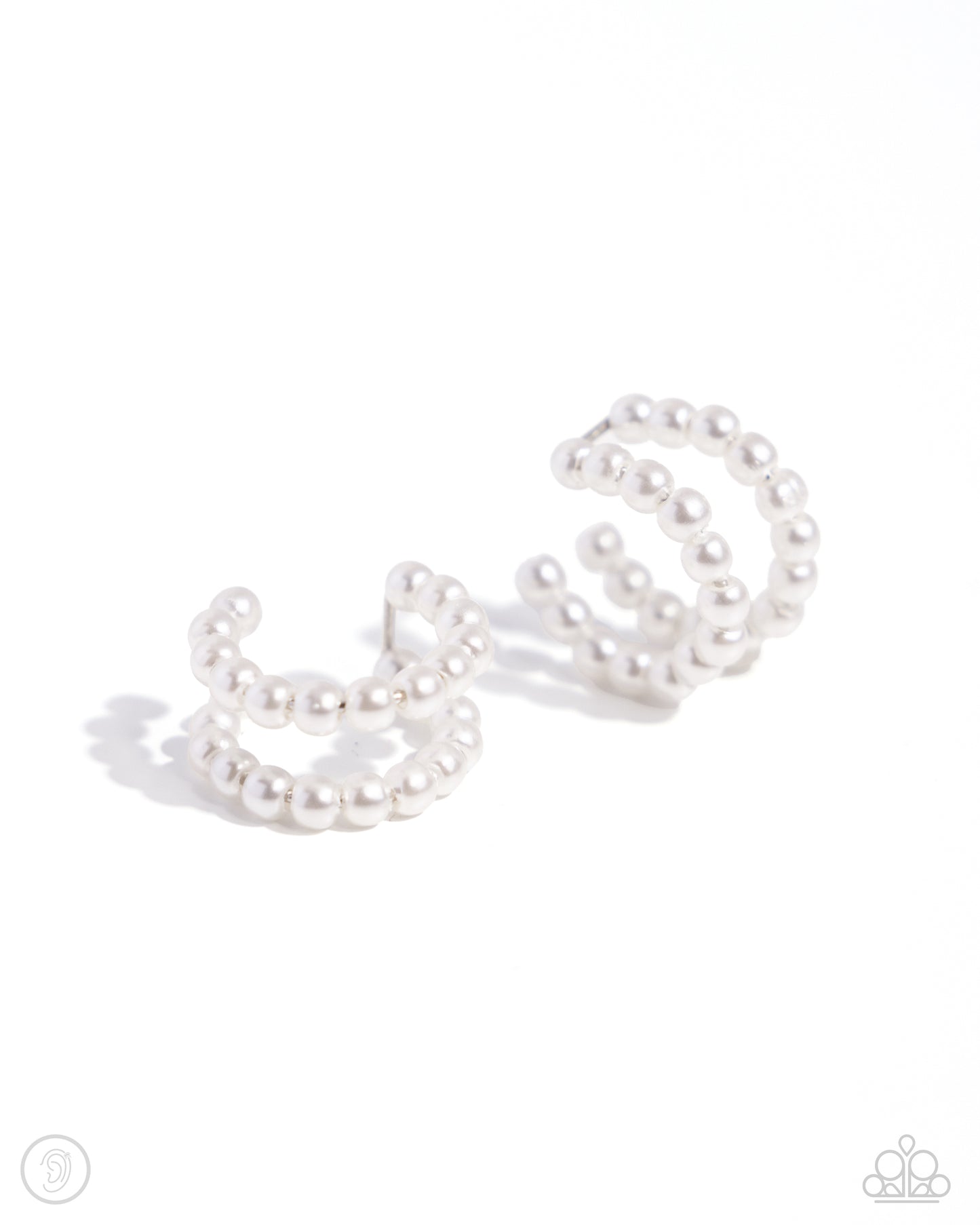 PEARLS Just Want to Have Fun - White Pearl Encrusted Paparazzi Ear Cuff Earrings