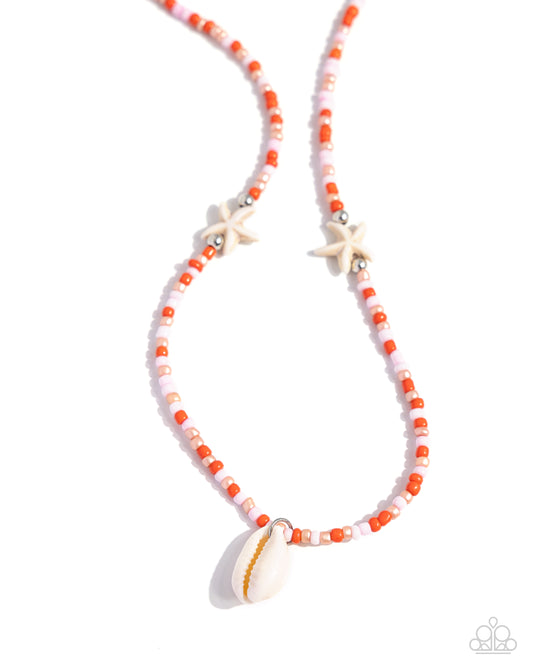 Beachside Beauty - Orange, Coral, Pink Seed Beads/Ocean Inspired Beads Paparazzi Necklace & matching earrings