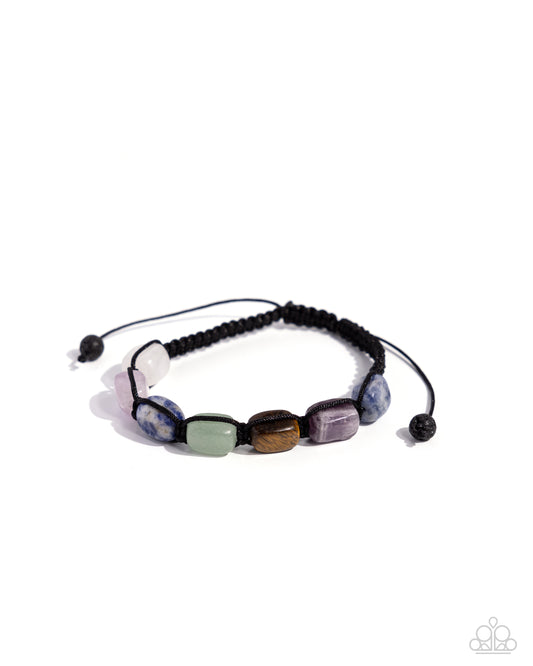 Multicolored Mecca - Blue & Multicolored Stones/Black Cord Paparazzi Urban Bracelet