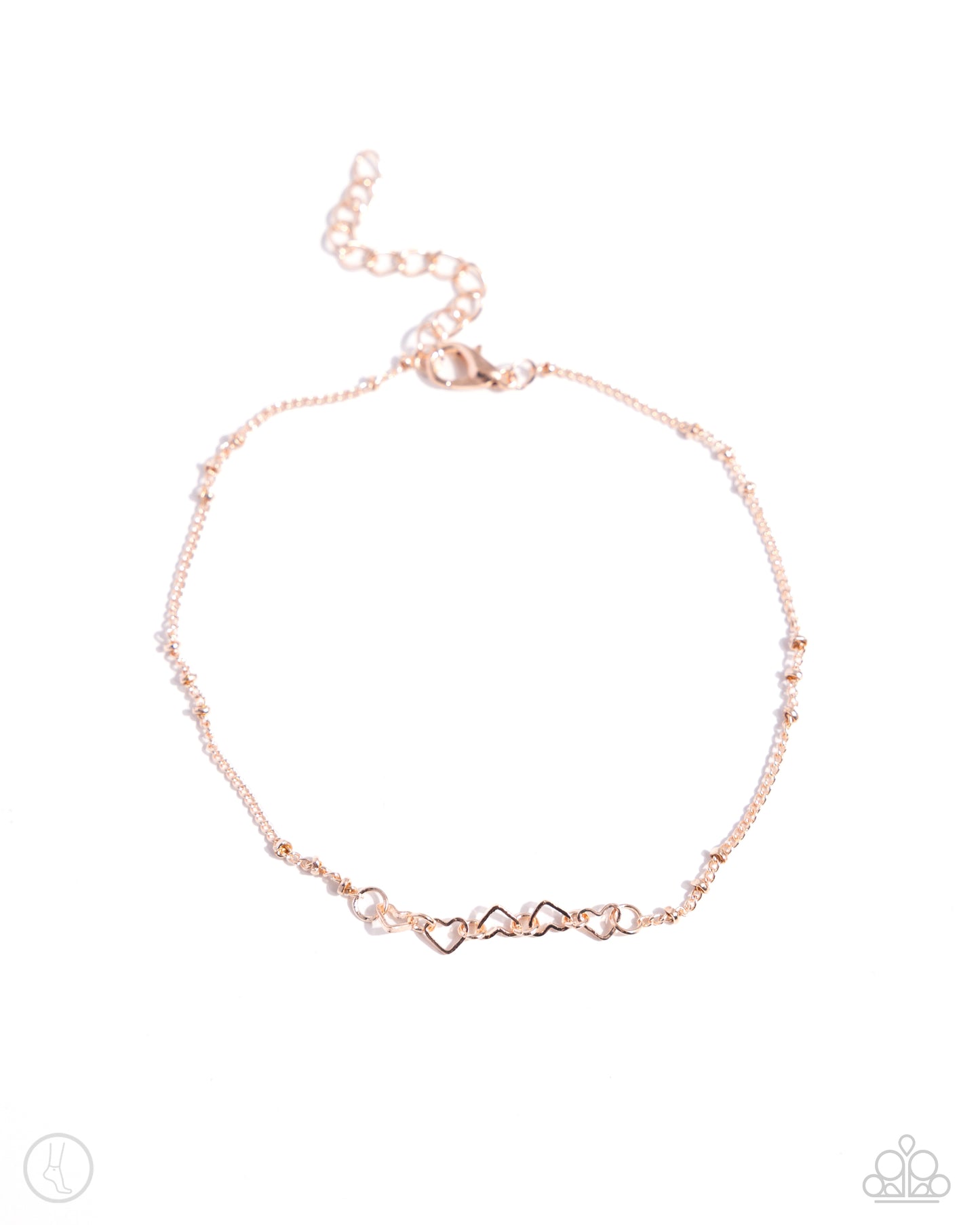 Satellite Shimmer - Rose Gold Satellite Chain & Rose Gold Hearts Paparazzi Anklet
