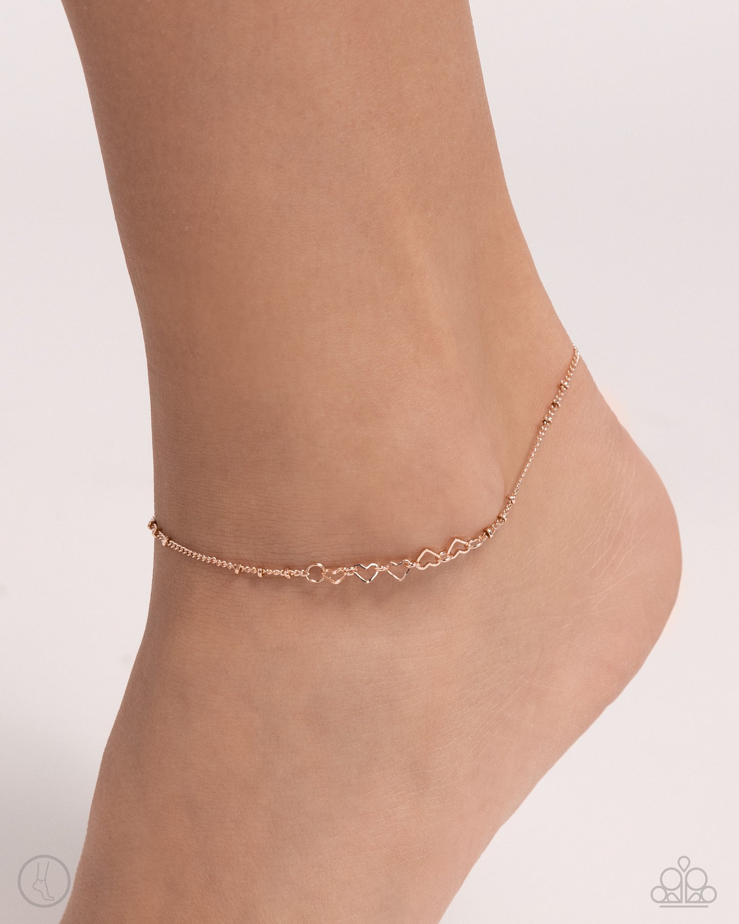 Satellite Shimmer - Rose Gold Satellite Chain & Rose Gold Hearts Paparazzi Anklet