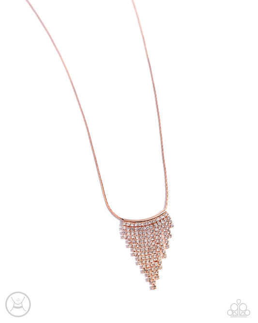 Chandelier Cadenza - Copper Dainty Chain/Dainty White Rhinestones Paparazzi Necklace & matching earrings