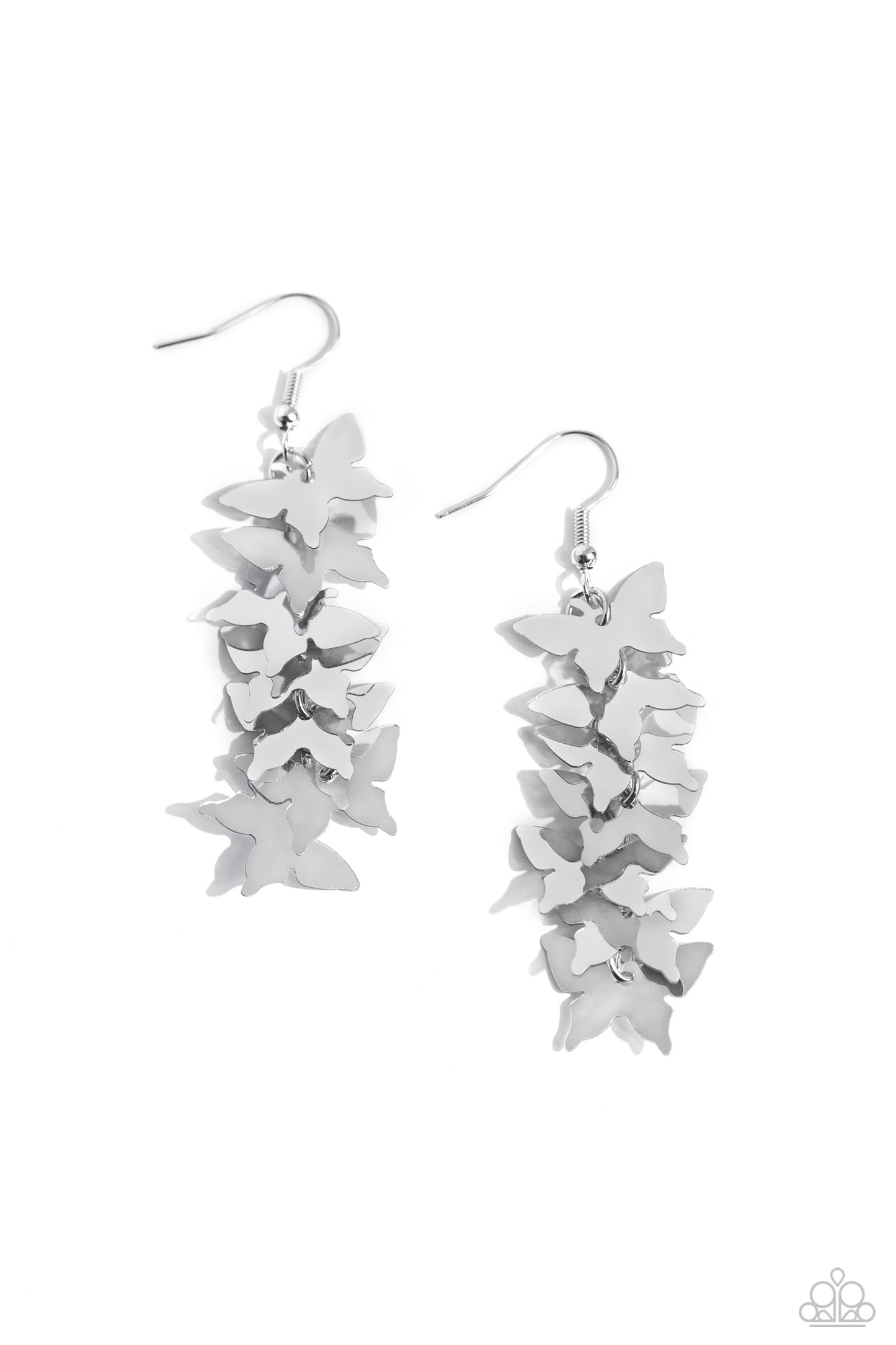 Aerial Ambiance - Silver Dainty Butterfly Paparazzi Earrings