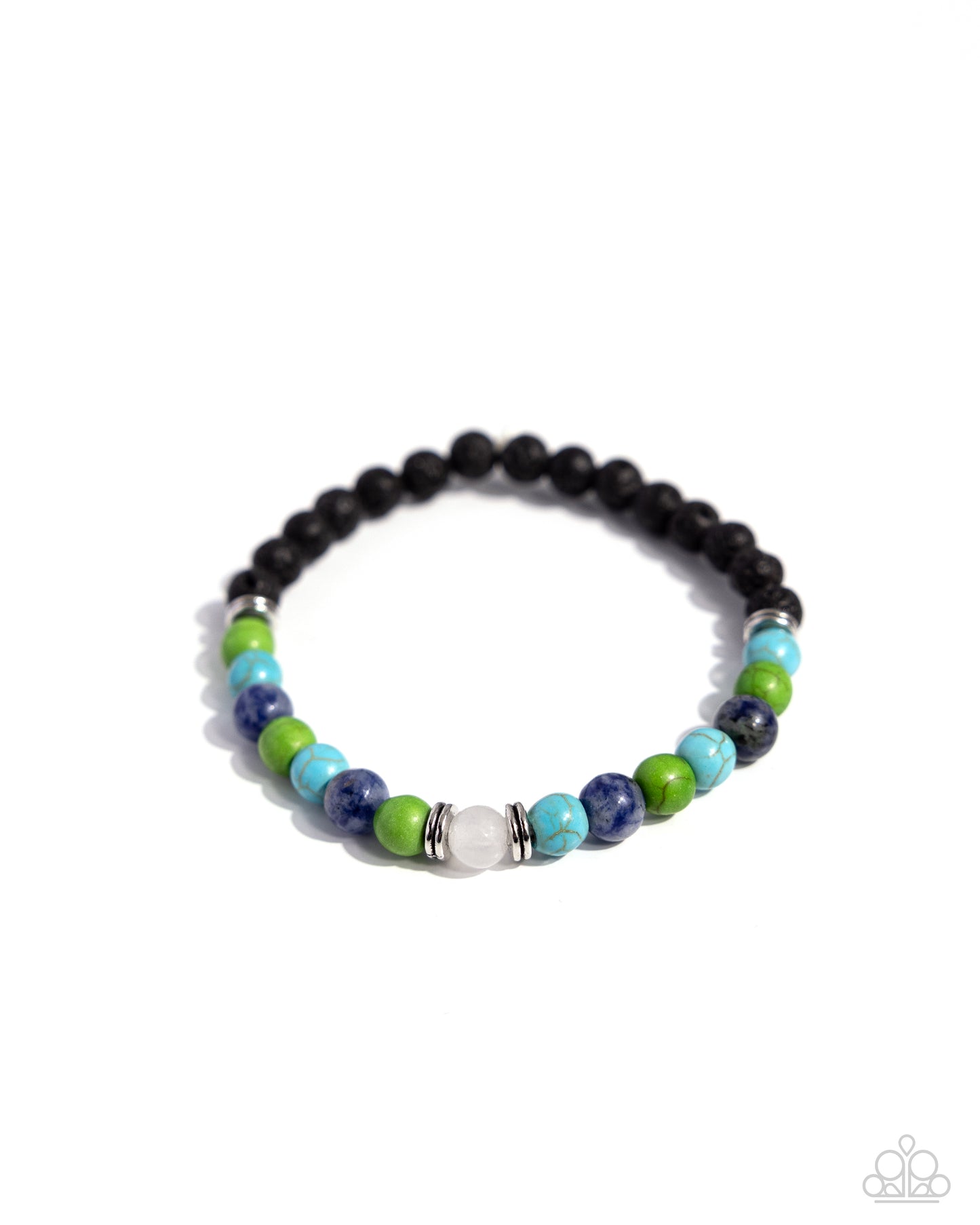 LAVA Will Find a Way - Blue, Green, Lapis Stones/Black Lava Stones Paparazzi Stretch Bracelet