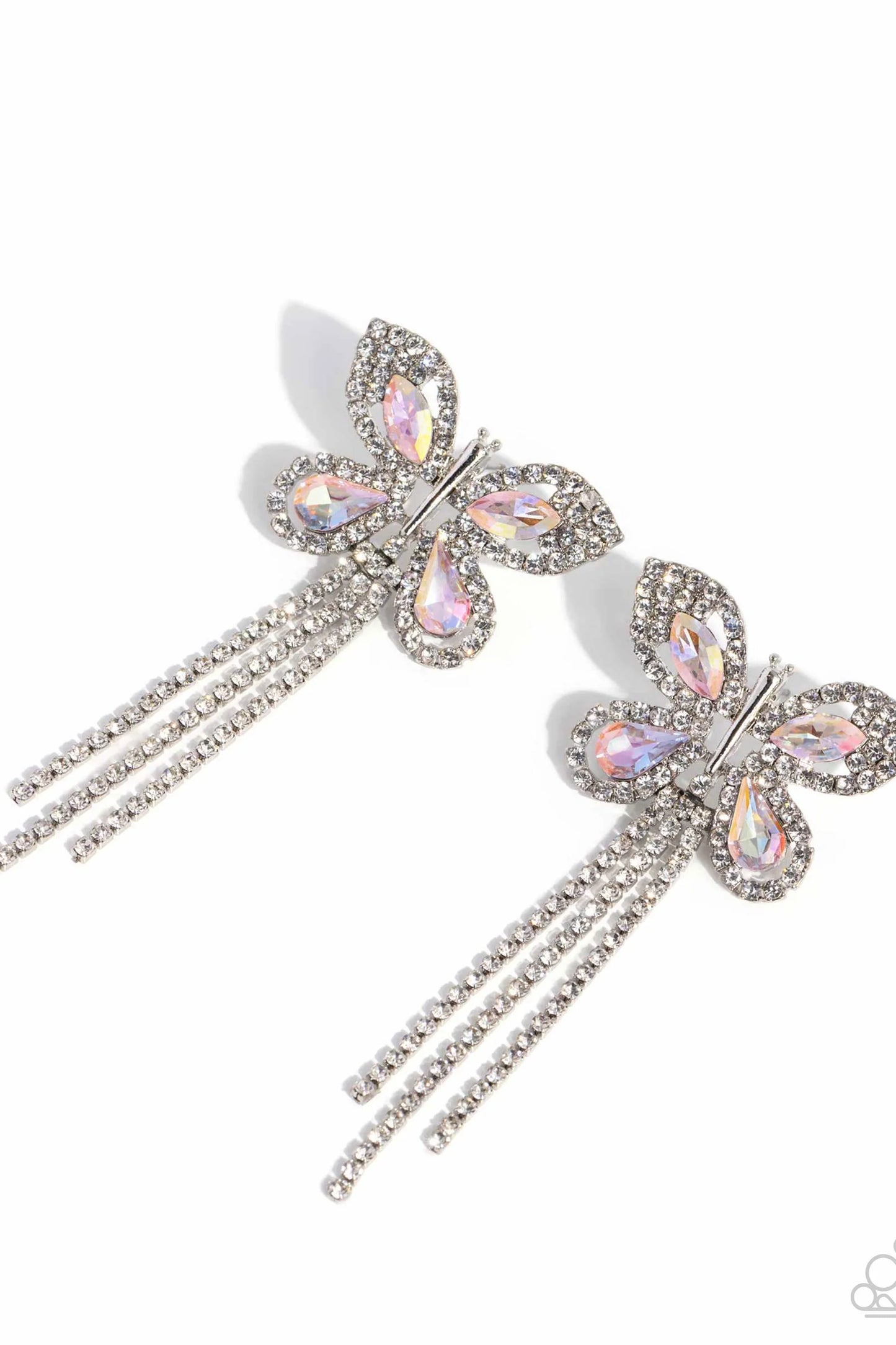 Next SOAR - Pink UV Gem Butterfly & White Rhinestones Paparazzi Earrings