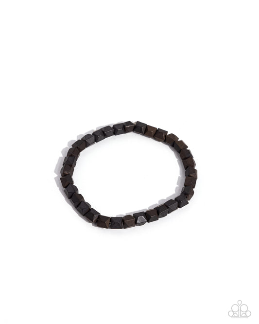 Faceted Finale - Black Multi-Faceted Beaded Paparazzi Stretch Bracelet