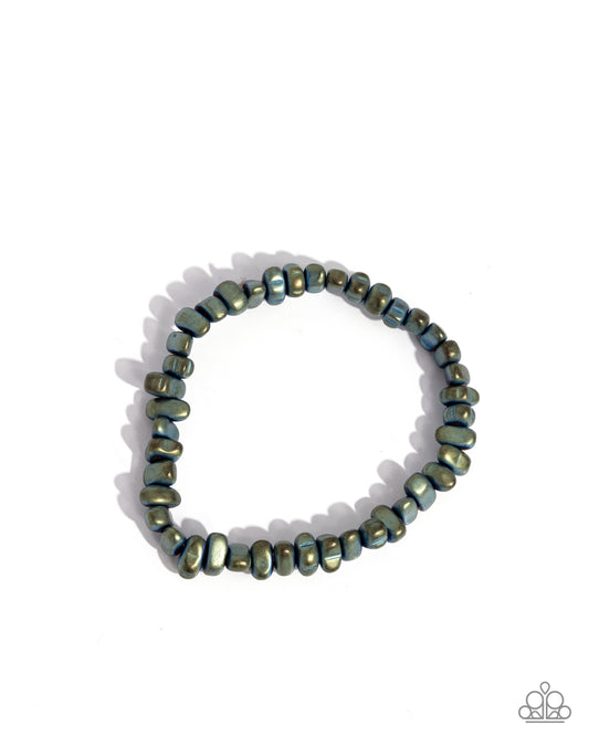 Matte Makeover - Green Pebble Paparazzi Stretch Bracelet