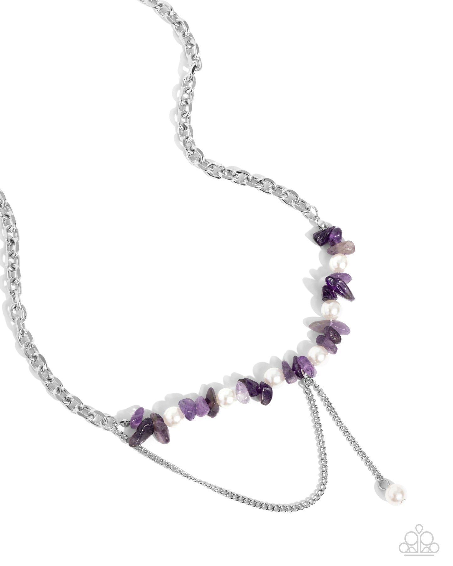 Nostalgically Noble - Purple Stones/White Pearls Paparazzi Necklace & matching earrings