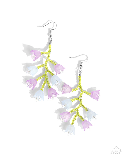 Beguiling Bouquet - Purple Tulips & Green Seed Beads Paparazzi Earrings