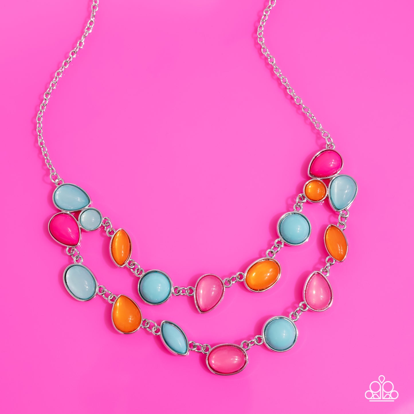 Variety Vogue - Pink/Blue/Orange Beaded Paparazzi Necklace & matching earrings