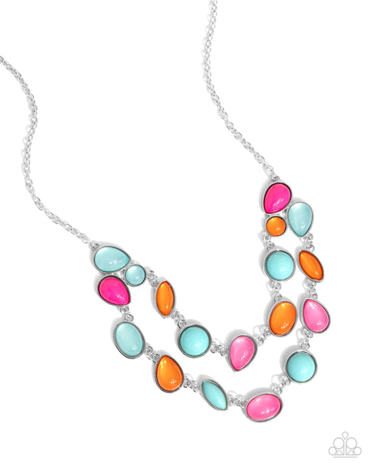 Variety Vogue - Pink/Blue/Orange Beaded Paparazzi Necklace & matching earrings