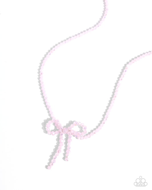 Somebody I Used to BOW - Pink Beaded Bow Paparazzi Necklace & matching earrings