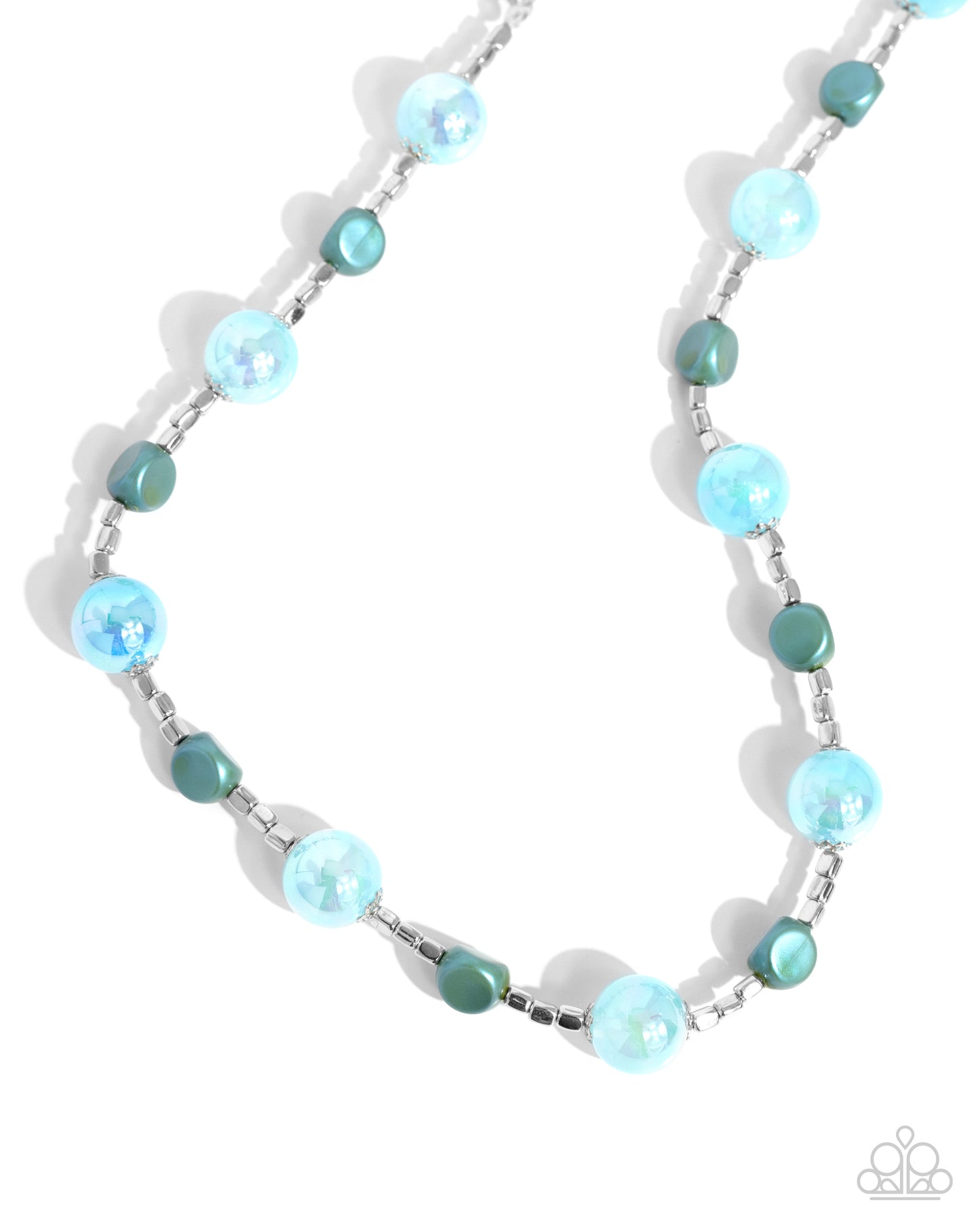 Malibu Makeover - Blue Iridescent Beaded Paparazzi Necklace & matching earrings