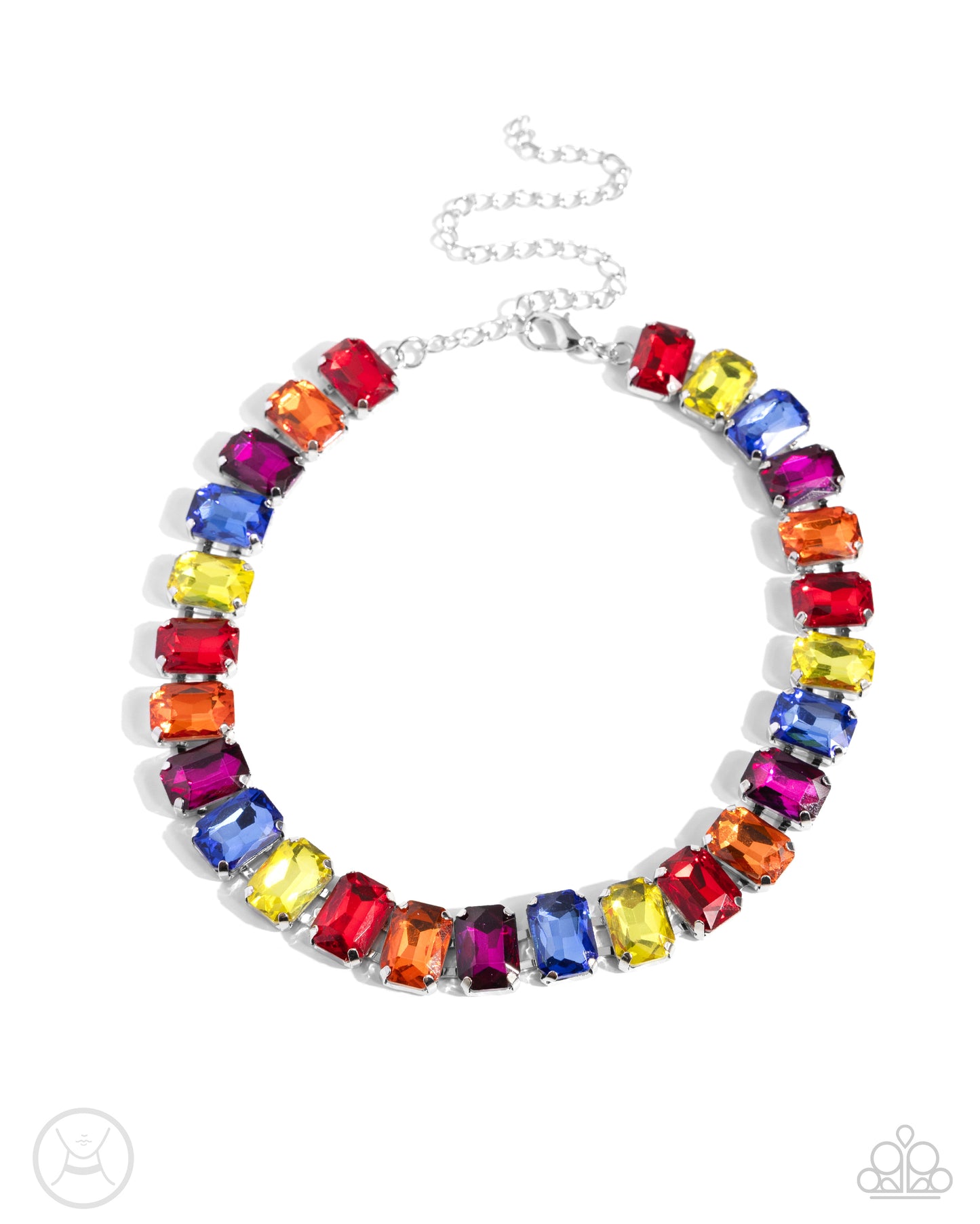 Ecstatic Emeralds - Multicolored Emerald-Cut Gem Paparazzi Choker Necklace & matching earrings