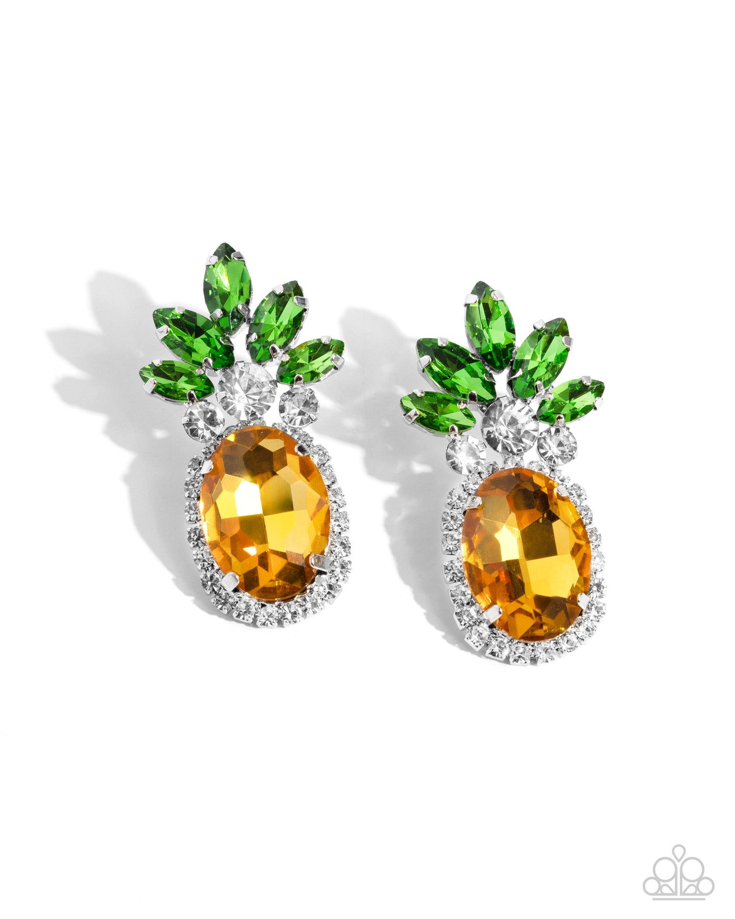 Prismatic Pineapple - Yellow, White, & Green Gem Pineapple Paparazzi Post Earrings