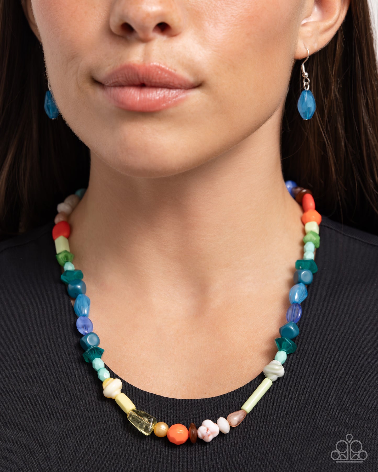 Colored Can-Can - Multicolored Beads/Acrylics Paparazzi Necklace & matching earrings