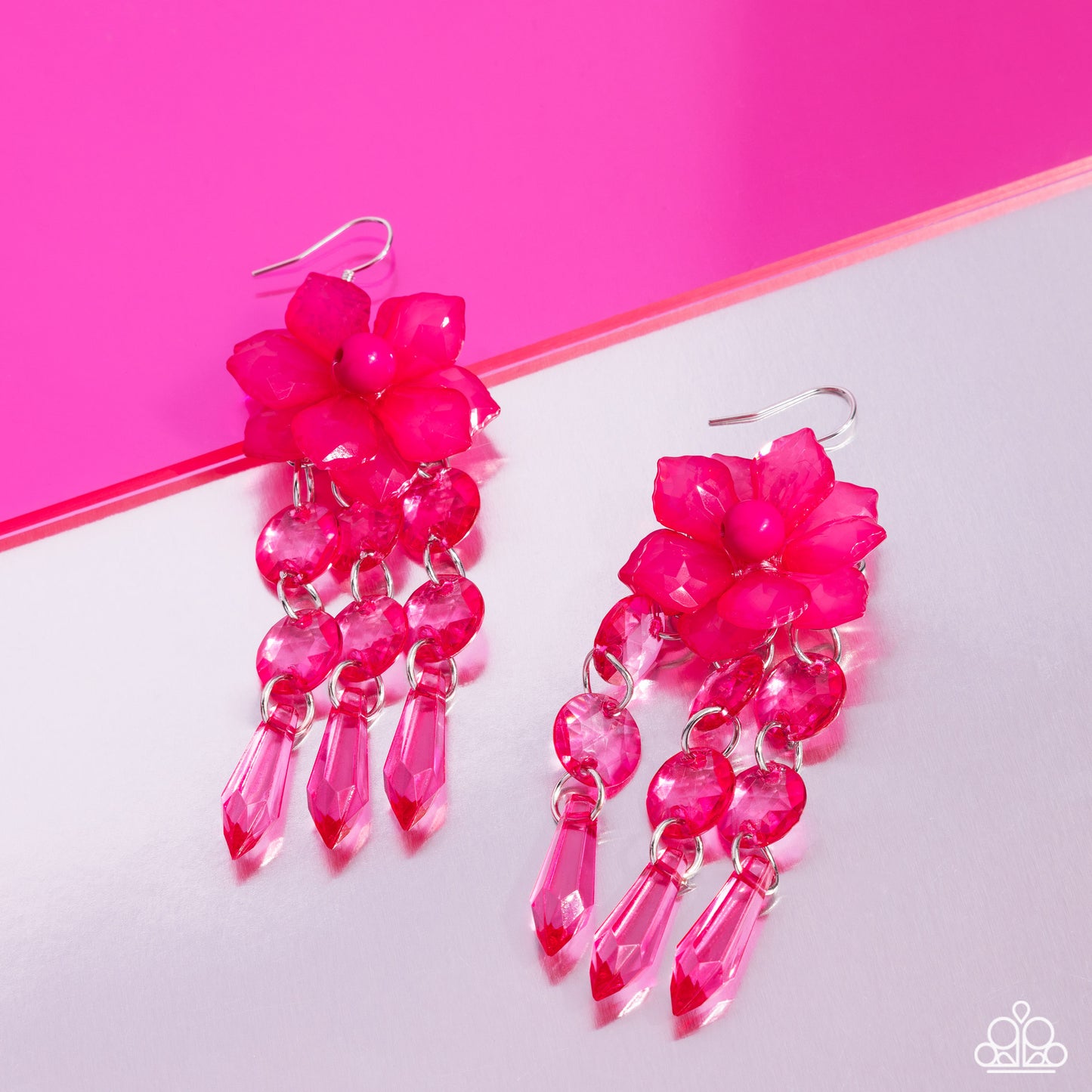 Hawaiian Hallmark - Pink Beaded Flowers & Pink Beaded Tassels Paparazzi Earrings