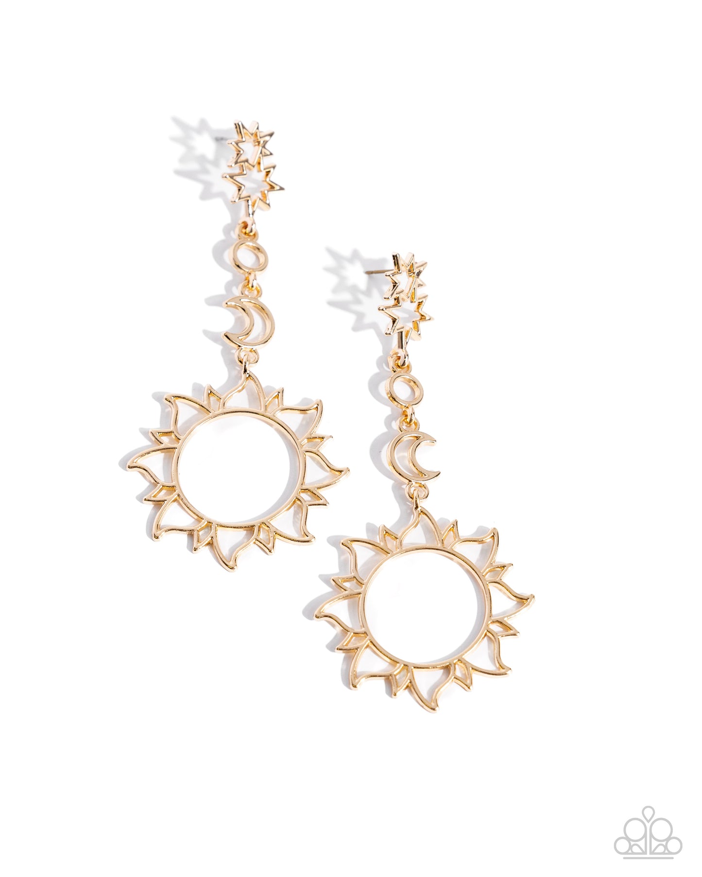 Celestial Chic - Gold Star Frames/Gold Crescent Moon Paparazzi Earrings