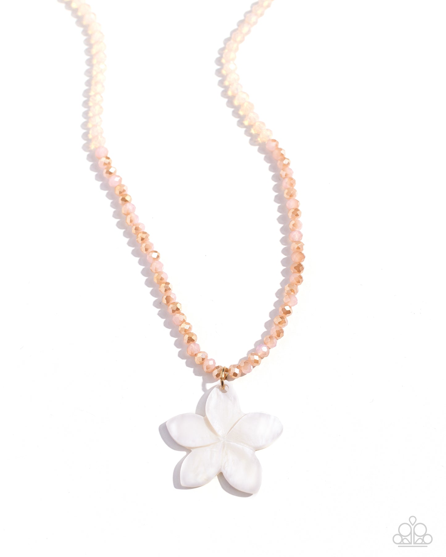 Handcrafted Hawaiian - Pink Shimmery Beads/White Shell Flower Paparazzi Necklace & matching earrings