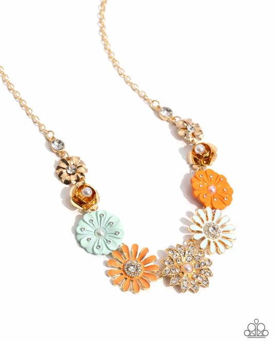 Garden Gesture - Multicolored Painted Flowers Paparazzi Necklace & matching earrings