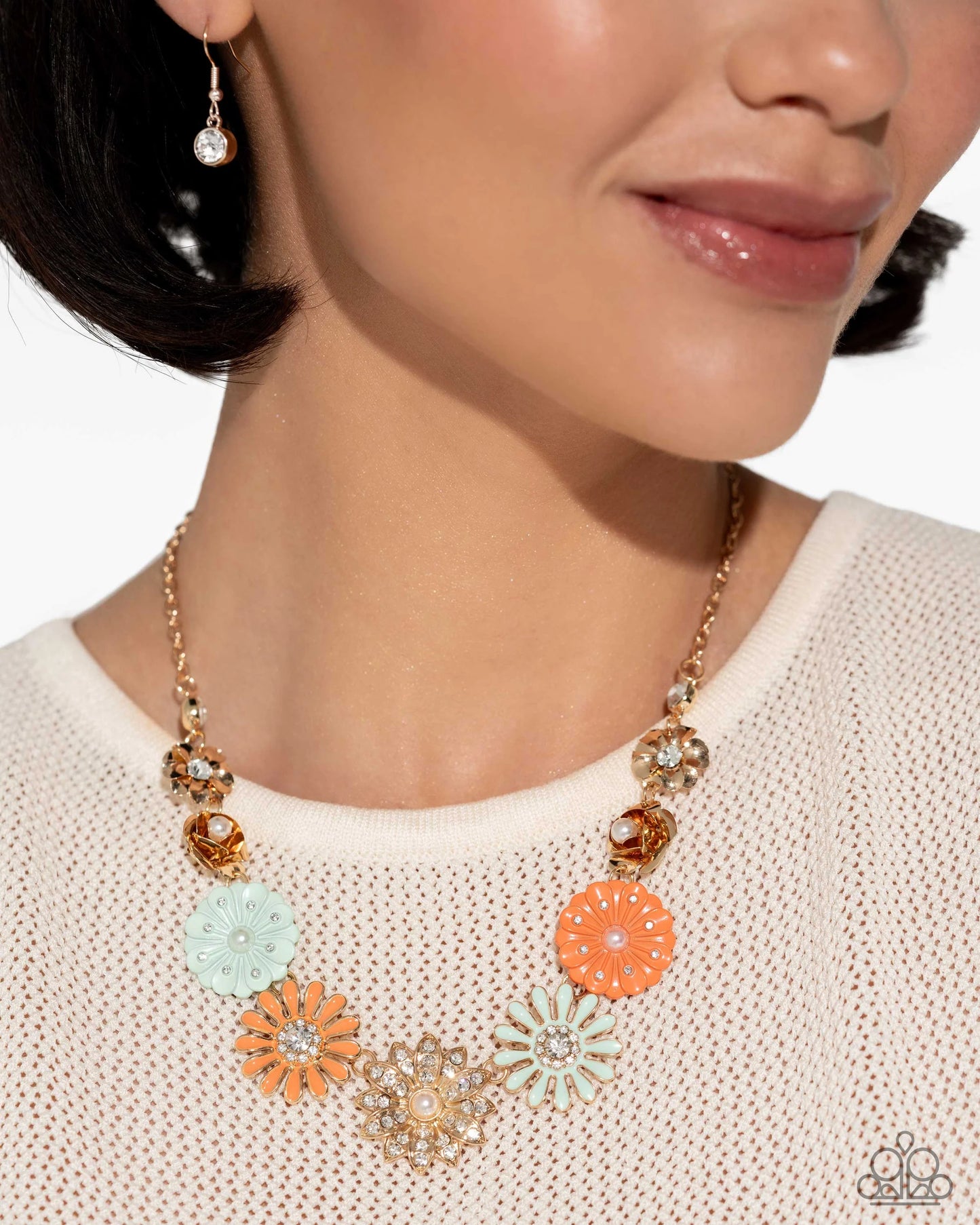 Garden Gesture - Multicolored Painted Flowers Paparazzi Necklace & matching earrings