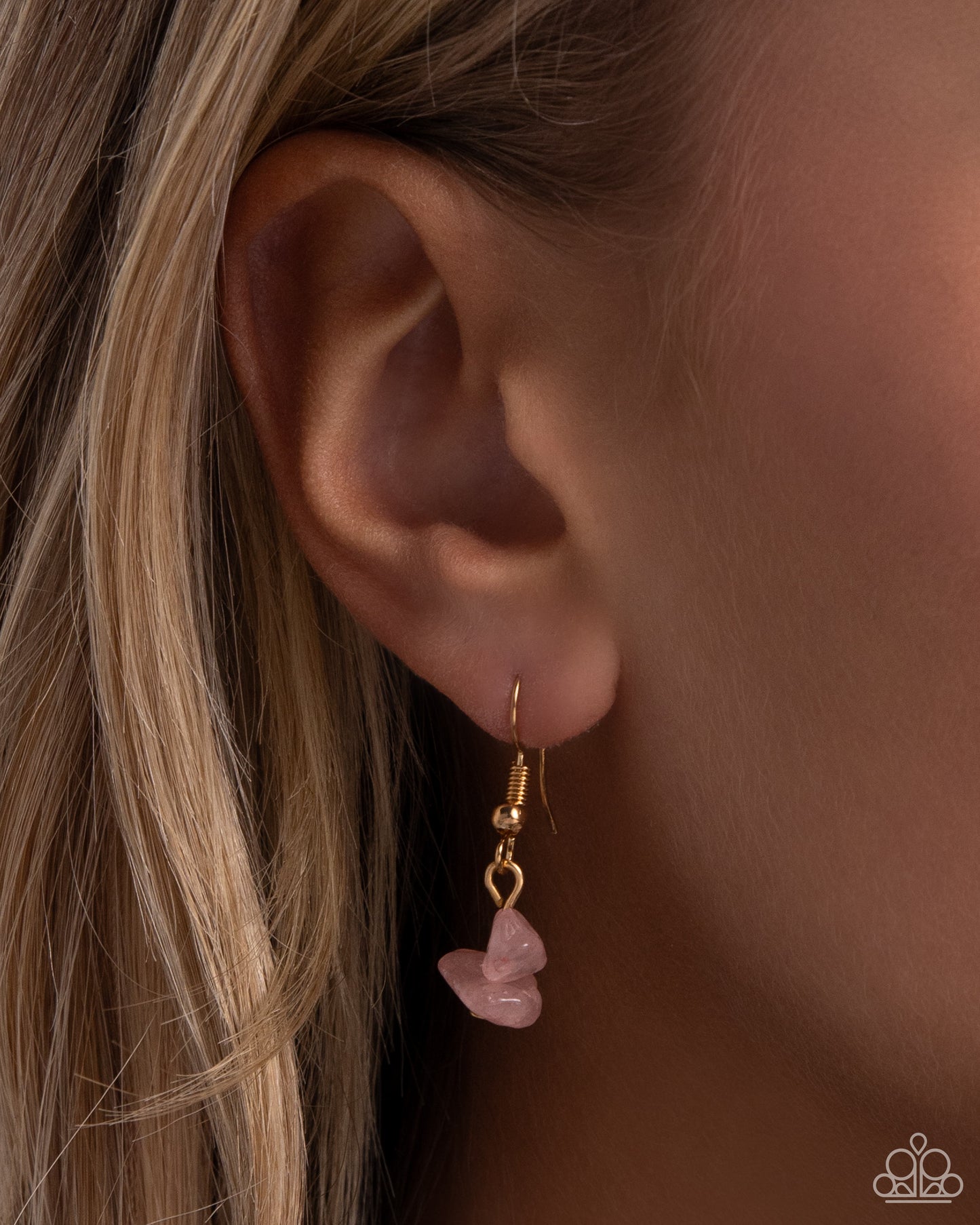 Santa Fe Surprise - Pink Chiseled Stones/White Baroque Pearls/Gold Paperclip Chain Paparazzi Necklace & matching earrings