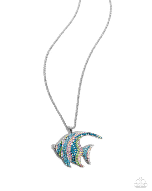 Tropical Talent - Multicolored Rhinestone Angelfish Pendant Paparazzi Necklace & matching earrings