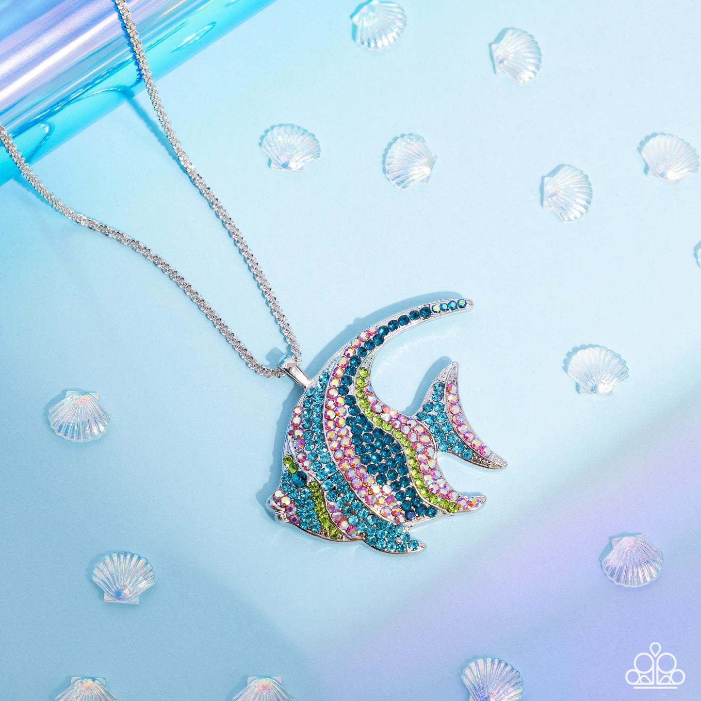 Tropical Talent - Multicolored Rhinestone Angelfish Pendant Paparazzi Necklace & matching earrings