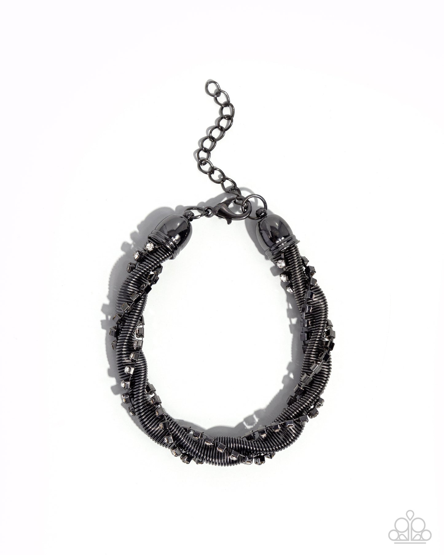 Coiled Champion - Gunmetal Twisted Snake & Box Chain Paparazzi Tennis Bracelet