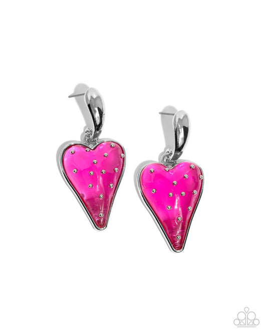 Glossy Goodwill - Pink Strawberry Pendant Paparazzi Post Earrings