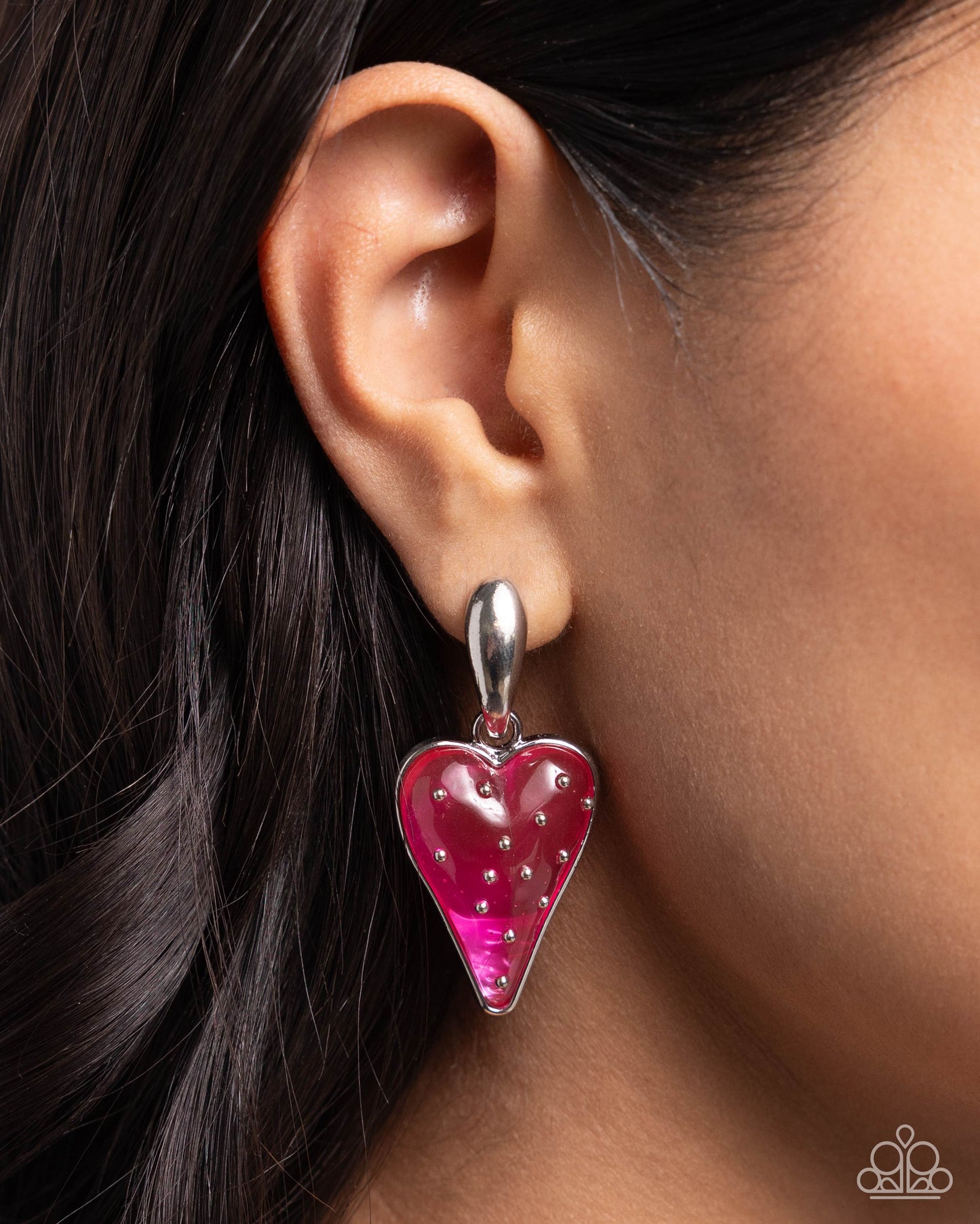 Glossy Goodwill - Pink Strawberry Pendant Paparazzi Post Earrings