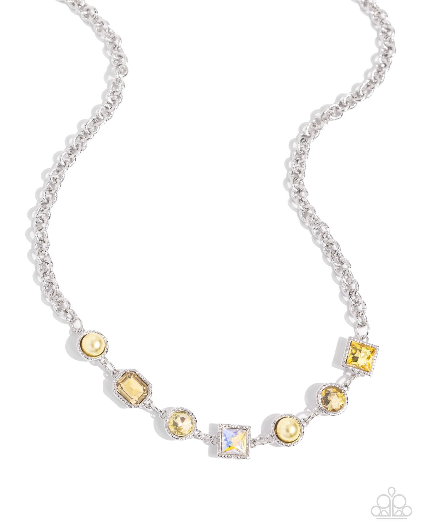 Bejeweled Bravado - Yellow Gems/Yellow Pearls Paparazzi Necklace & matching earrings